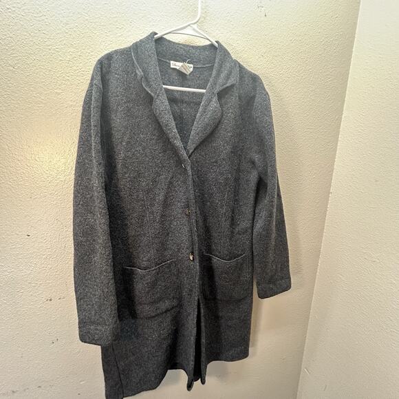 Deane & White Women's Vintage Grey 100% Wool Coat Quiet Luxury Old Money Sz L - Picture 1 of 7
